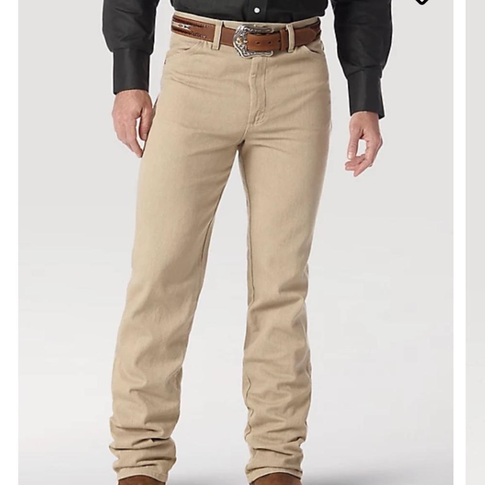 LIKE NEW WRANGLER COWBOY CUT SLIM FIT:PREWASHED TAN 29x30